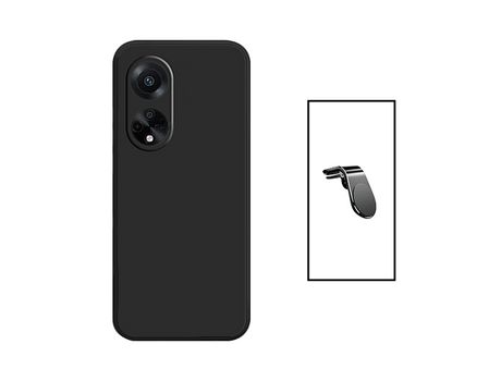 Kit de soporte de coche magnético L + Carcasa protectora trasera de silicona para Oppo A1 5G negro GIFT4ME