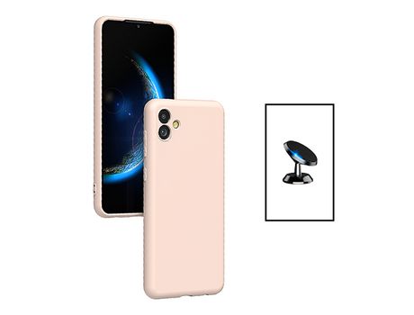 Kit de Soporte Magnético para Coche + Carcasa de Silicona Líquida para Samsung Galaxy M04 Rosa PHONECARE
