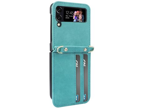 Funda para Galaxy Z Flip 4 Funda de piel para hombro Funda versátil Turquesa AVIZAR