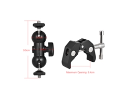 Brazo doble de rótula ajustable con abrazadera para cámara, teléfono, luz LED y bicicleta.