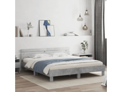 Estructura De Cama Cabecero Y Luces Led Gris Hormigón 180x200cm