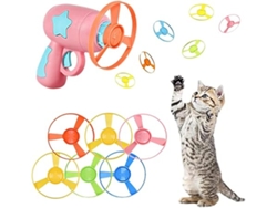 Es Un Juego De Frisbee Para Gatos. Incluye Un Lanzador Y 6 Hélices, Ideal Para Fortalecer El Vínculo Con Tu Gato Y Entrenarlo. Su Diseño Erg