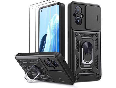 Carcasa para Oppo Reno 8 Lite 5G / Oppo Reno 8Z 5G 2 Protectores de vidrio templado Protector de cámara Protector giratorio W HONGWE.