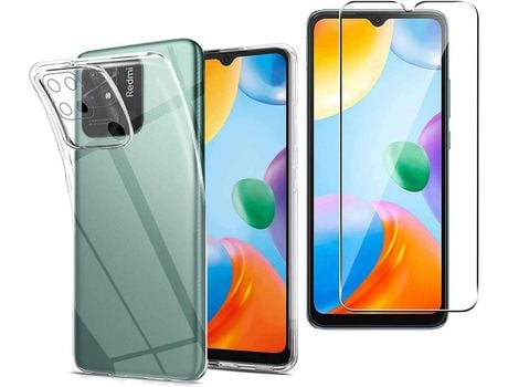 Carcasa Transparente de Silicona Blanda y 2 Vidrio Templado 2.5D para Redmi 10 C HONGWE.