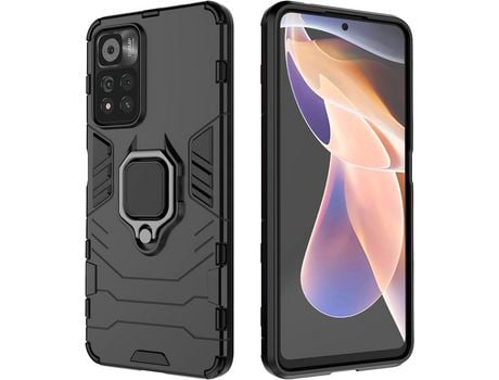 Carcasa para Xiaomi Redmi Note 11 Pro+ 5G Case Armor Tpu+PC Carcasa protector con Soporte de anillo de rotación de 360 grados - Negro HONGWE.