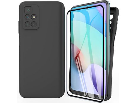 Carcasa para Xiaomi Redmi 10 con Protector de Pantalla de Vidrio Templado Carcasa de Silicona TPU Antirrayas para Xiaomi Redmi 10 Negro HONGWE.