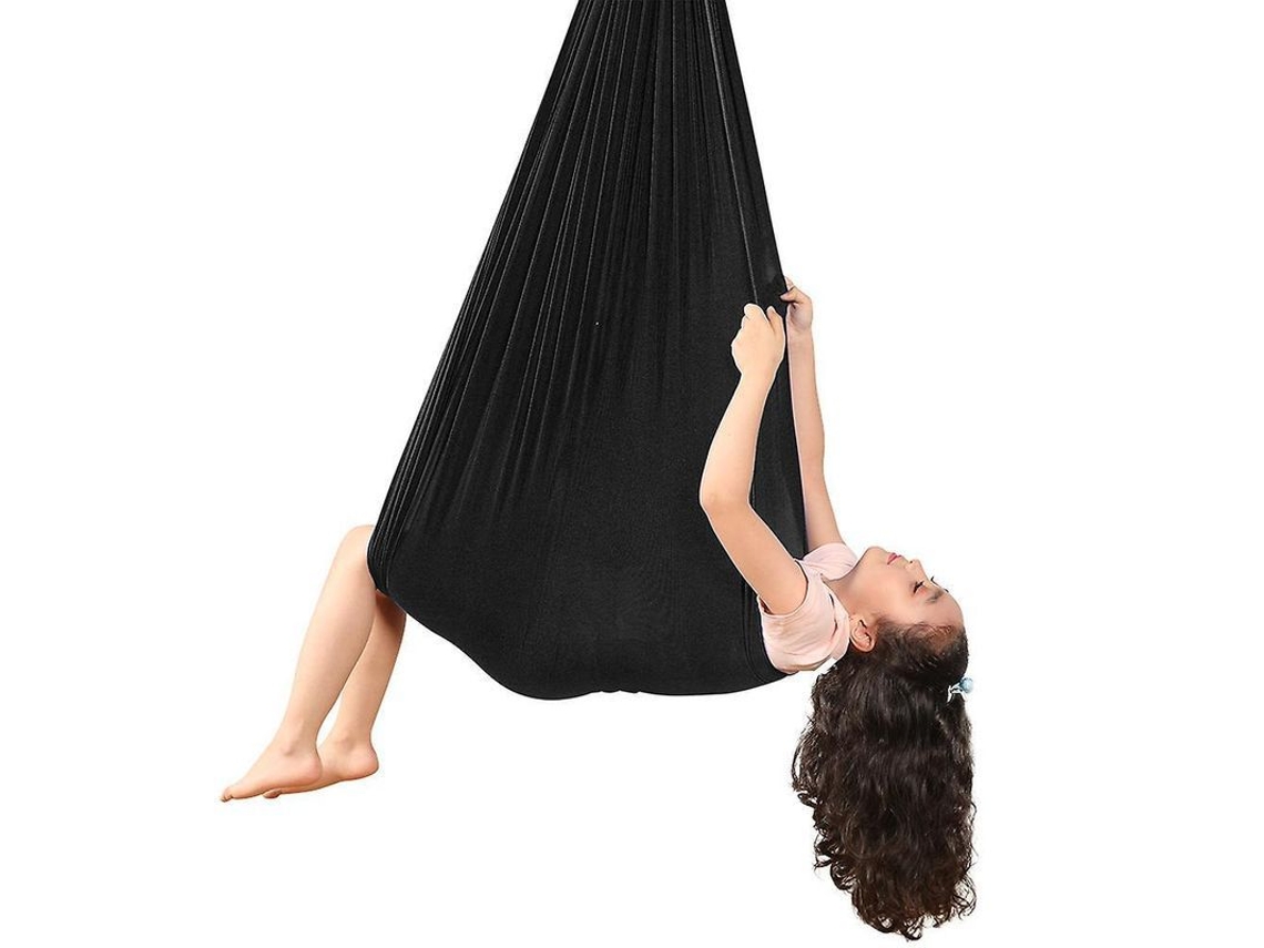 2026-hamaca De Yoga Aérea Infantil 100% Nailon Elástica Columpio Antigravedad 280*100cm Para Entrenamiento Sensorial Interior/exterior Negro