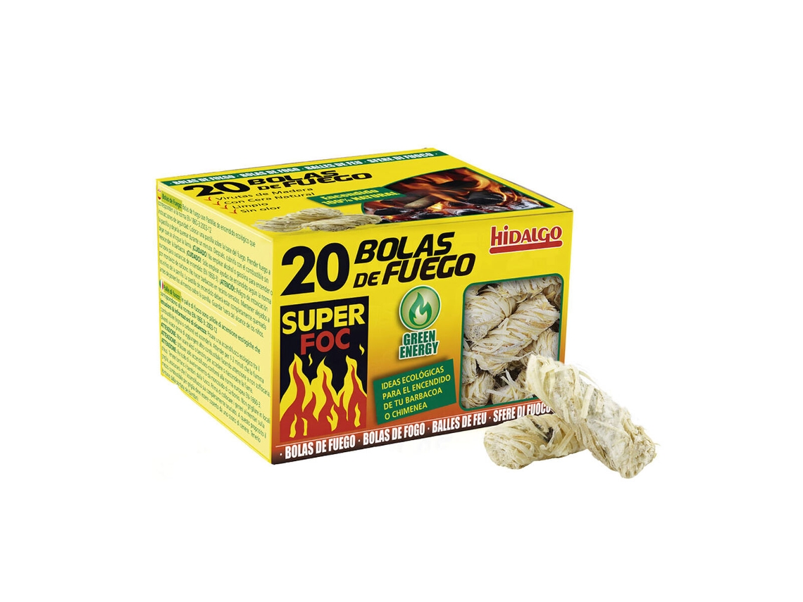 Bolas de fuego para encendido SUPER FOC Madera Cera Ecológico 20 Unidades