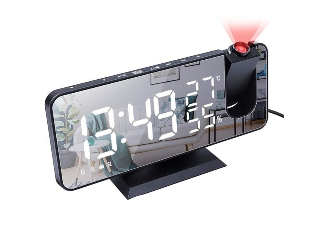 Radio Reloj Con Proyección De Techo, Radio Reloj Digital Con 180