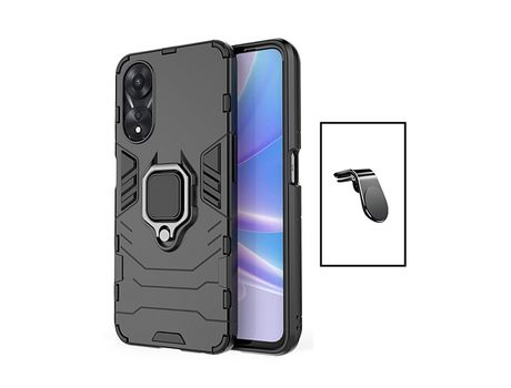 Kit Soporte Coche Magnético + Carcasa Protectora Militar Magnética para Oppo A98 Negro GIFT4ME