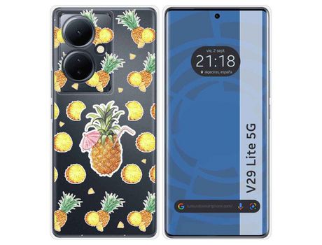 Funda Silicona Transparente Vivo V29 Lite 5G Diseño Piña Dibujos TUMUNDOSMARTPHONE