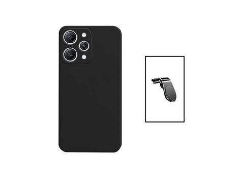 Kit Soporte Coche Magnético L + Carcasa Protectora Trasera de Silicona para Xiaomi Redmi 12 Negro GIFT4ME