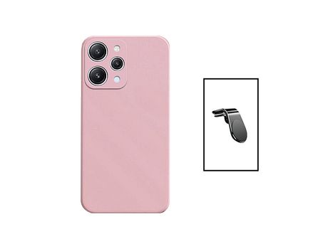 Kit Soporte Coche Magnético L + Carcasa Protectora Trasera de Silicona para Xiaomi Redmi 12 Rosa GIFT4ME