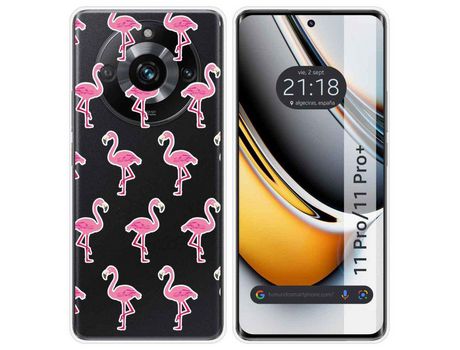 Funda Silicona Transparente Realme 11 Pro / 11 Pro+ Plus 5G Diseño Flamenco Dibujos TUMUNDOSMARTPHONE