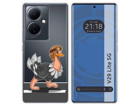 Funda Silicona Transparente Vivo V29 Lite 5G Diseño Avestruz Dibujos TUMUNDOSMARTPHONE
