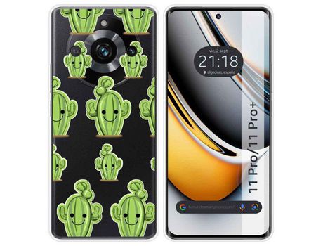 Funda Silicona Transparente Realme 11 Pro / 11 Pro+ Plus 5G Diseño Cactus Dibujos TUMUNDOSMARTPHONE