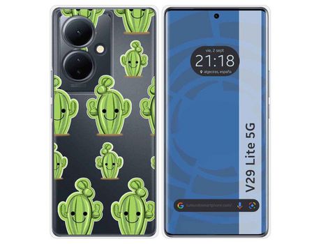 Funda Silicona Transparente Vivo V29 Lite 5G Diseño Cactus Dibujos TUMUNDOSMARTPHONE