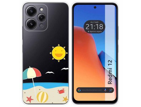 Funda Silicona Transparente Xiaomi Redmi 12 Diseño Playa Dibujos TUMUNDOSMARTPHONE