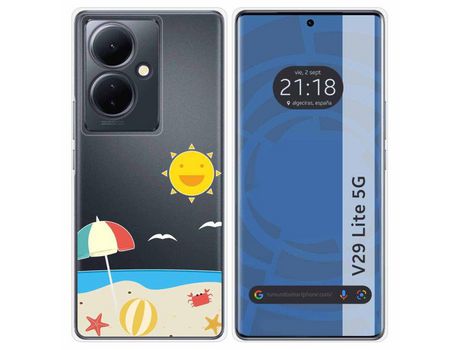 Funda Silicona Transparente Vivo V29 Lite 5G Diseño Playa Dibujos TUMUNDOSMARTPHONE