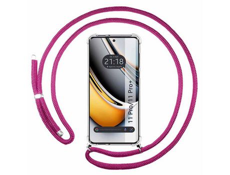Funda Colgante Transparente Realme 11 Pro / 11 Pro+ Plus Con Cordon Rosa Fucsia TUMUNDOSMARTPHONE