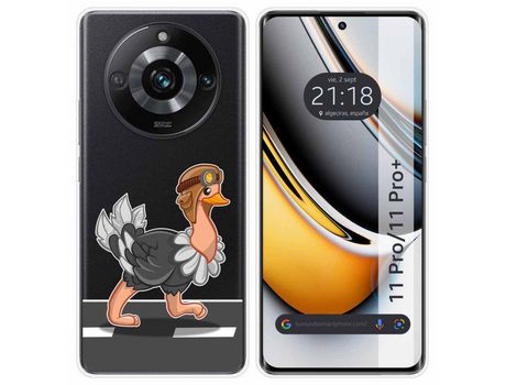 Funda Silicona Transparente Realme 11 Pro / 11 Pro+ Plus 5G Diseño Avestruz Dibujos TUMUNDOSMARTPHONE