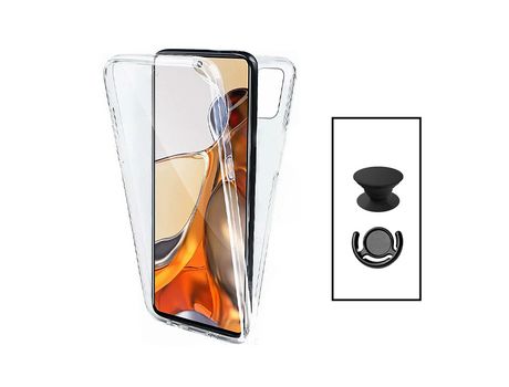 3X1 Kit de Carcasa Protección Impacto 360° + 1 Gripholder + 1 Gripholder Negro para Xiaomi Redmi Note 12S Transparente/Negro PHONECARE
