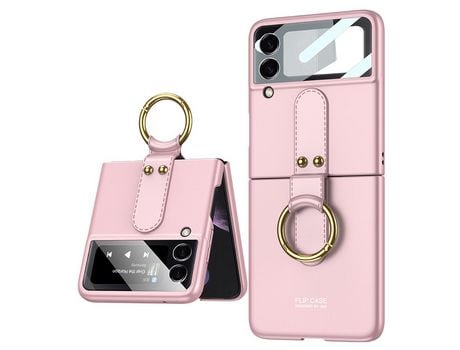 Carcasa Samsung Galaxy Z Flip 4 Carcasa delgada para PC Samsung Z Flip 4 con protector de pantalla exterior y anillo ELKUAIE