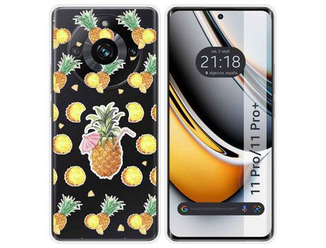 Funda Silicona Transparente Realme 11 Pro / 11 Pro+ Plus 5G Diseño Piña Dibujos TUMUNDOSMARTPHONE