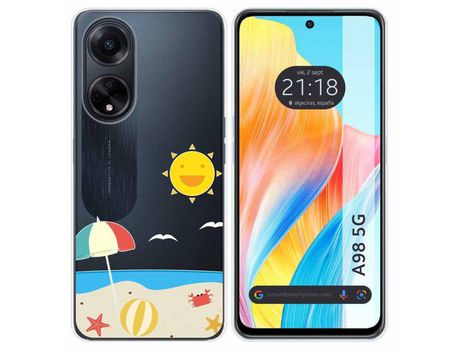 Funda Silicona Transparente Oppo A98 5G Diseño Playa Dibujos TUMUNDOSMARTPHONE