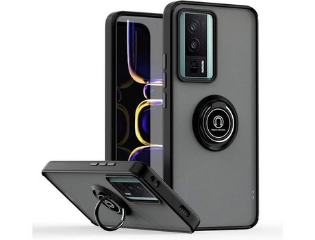 Funda Mate Con Borde Negro Y Anillo Giratorio 360 Xiaomi Poco F5 Pro 5G TUMUNDOSMARTPHONE
