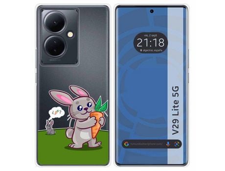 Funda Silicona Transparente Vivo V29 Lite 5G Diseño Conejo Dibujos TUMUNDOSMARTPHONE