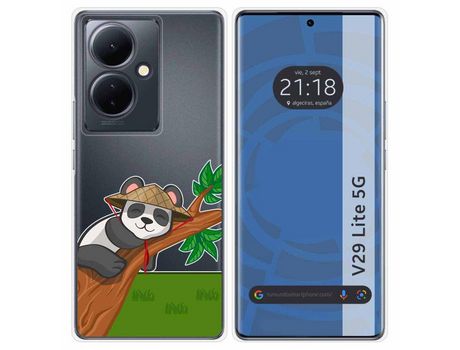 Funda Silicona Transparente Vivo V29 Lite 5G Diseño Panda Dibujos TUMUNDOSMARTPHONE