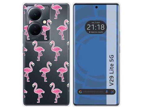 Funda Silicona Transparente Vivo V29 Lite 5G Diseño Flamenco Dibujos TUMUNDOSMARTPHONE