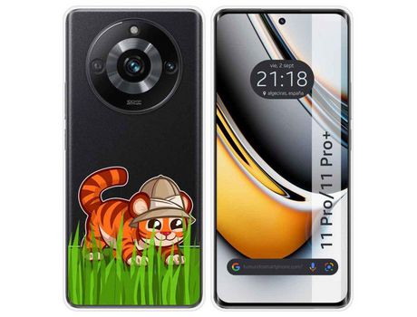 Funda Silicona Transparente Realme 11 Pro / 11 Pro+ Plus 5G Diseño Tigre Dibujos TUMUNDOSMARTPHONE