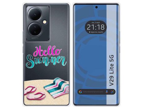 Funda Silicona Transparente Vivo V29 Lite 5G Diseño Summer Dibujos TUMUNDOSMARTPHONE