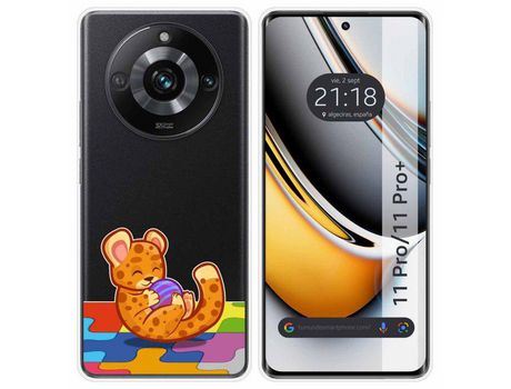 Funda Silicona Transparente Realme 11 Pro / 11 Pro+ Plus 5G Diseño Leopardo Dibujos TUMUNDOSMARTPHONE