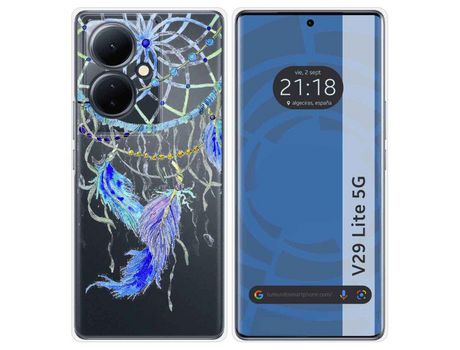 Funda Silicona Transparente Vivo V29 Lite 5G Diseño Plumas Dibujos TUMUNDOSMARTPHONE