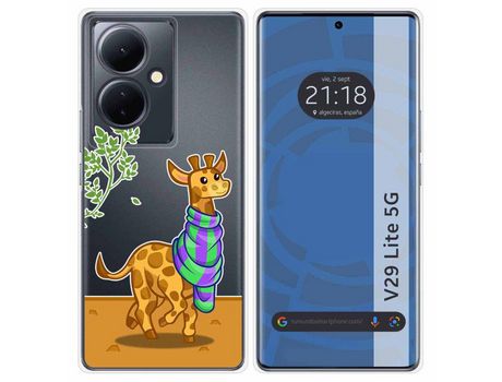 Funda Silicona Transparente Vivo V29 Lite 5G Diseño Jirafa Dibujos TUMUNDOSMARTPHONE