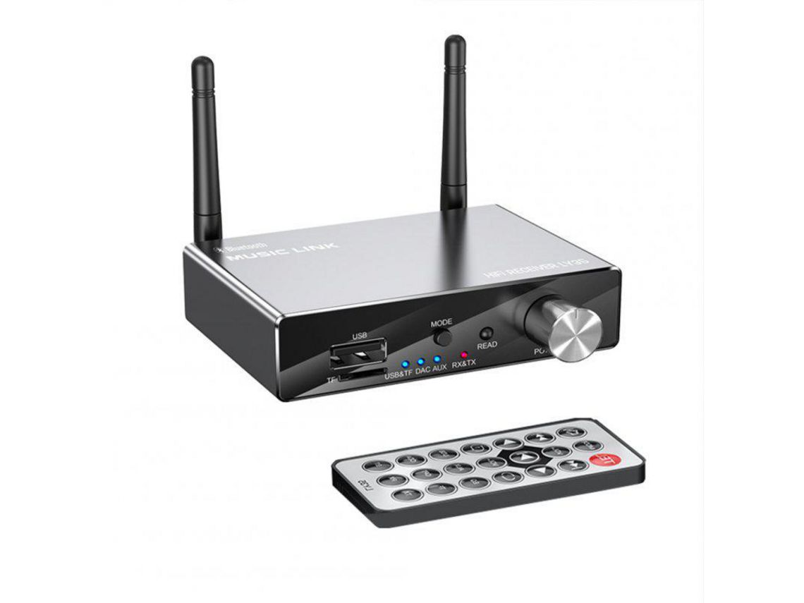 Adaptador 6 en 1 digital a analógico Bluetooth Receptor Transmisor 3.5mm Aux Audio TF Card Player Negro con batería