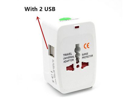 Adaptador de enchufe de viaje Global Universal Convertidor multifunción Cargador Adaptador de enchufe de alimentación USB eléctrico Blanco