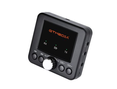 Adaptador gtmedia rt05 2-en-1 bluetooth 5.0 receptor transmisor adaptador de audio para teléfono tableta altavoz negro