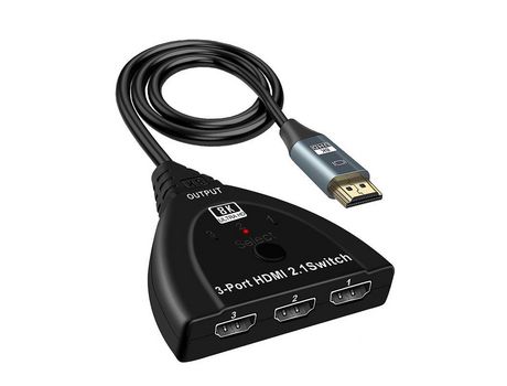 Switch Splitter Compatible para HDMI 8k 2.1 Switcher Selector Box 4k 120hz 3-in-1 out 3 Port Switcher Black