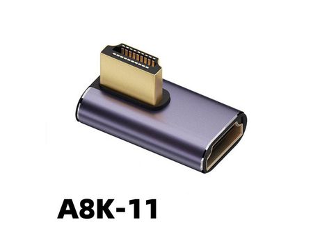 Adaptador Hdmi compatible 8k 60hz / 4k 120hz Convertidor extensor para monitores Codo medio frontal A8K-11
