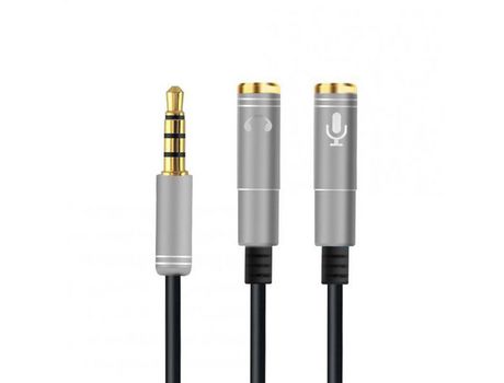 Cable 2 en 1 3.5mm Auriculares Mic Audio Y Splitter Cable Macho a Dual Hembra Adaptador convertidor plateado