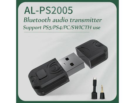 Adaptador de auriculares inalámbricos bluetooth para ps5 transmisor pc computadora para ps4 para interruptor receptor bluetooth negro