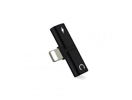 Adaptador Cargador adaptador de auriculares Lightning Splitter 2 en 1 para iPhone X, 8 Plus, 8, 7 Plus negro