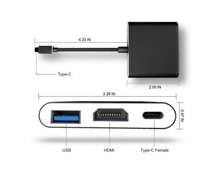 Adaptador 1080P 4K para conmutador HDMI Convertidor USB tipo C Adaptador de concentrador tipo C para TV en casa PC Reproductor de video negro