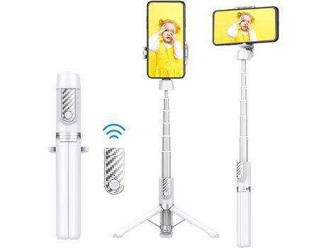 Bluetooth Selfie Stick Extendable Aluminum Tripod with Wireless Remote for iPhone 12/12 Pro/11/XS Max/XR/XS/X/8/7 Plus Samsung Huawei… (White 644mm...