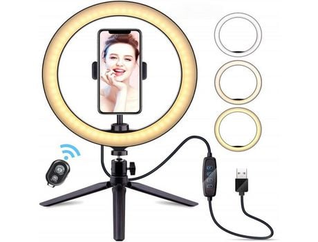 Anillo de luz con trípode Anillo de luz regulable para teléfono celular para transmisión en vivo/Reuniones de Zoom/YouTube Video/Volg/tiktok Compat...