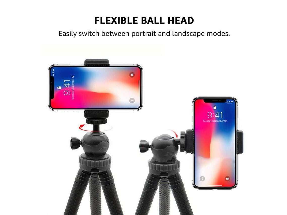 ELKUAIE Trípode flexible para teléfono, mini trípode para cámara deportiva,  montaje remoto para teléfono inteligente Bluetooth